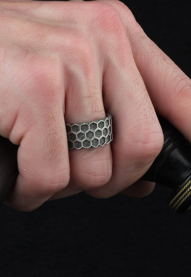 Wabenring  925 Silber