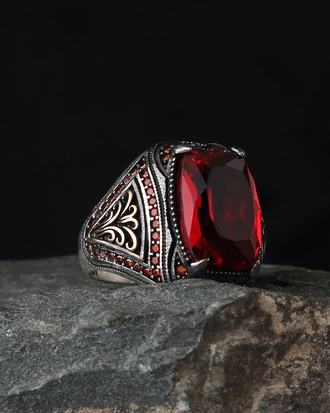 Herren Ring 925 Silber Zirkon