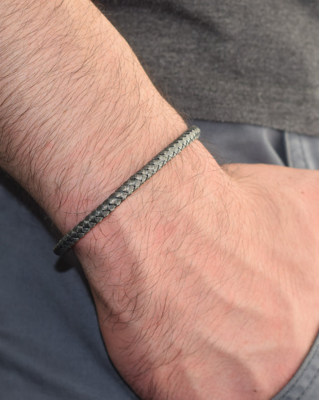 Free Size Geflochtenes Armband 925 Silber Schwarz