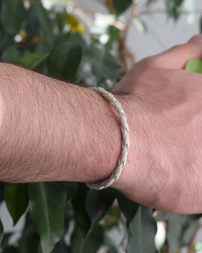 Unisex Geflochtenes Armband 925er Silber Regen Weiß