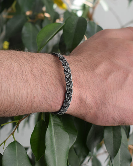 Unisex Geflochtenes Armband 925er Silber Diesseits Schwarz