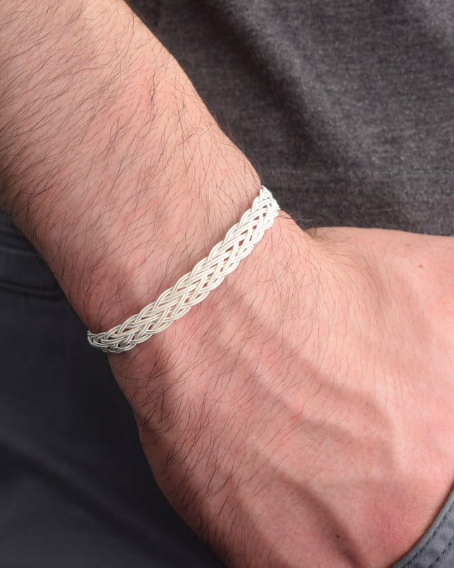 Unisex Geflochtenes Armband 925er Silber Jenseits Weiß