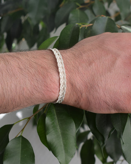 Unisex Geflochtenes Armband 925er Silber Jenseits Weiß