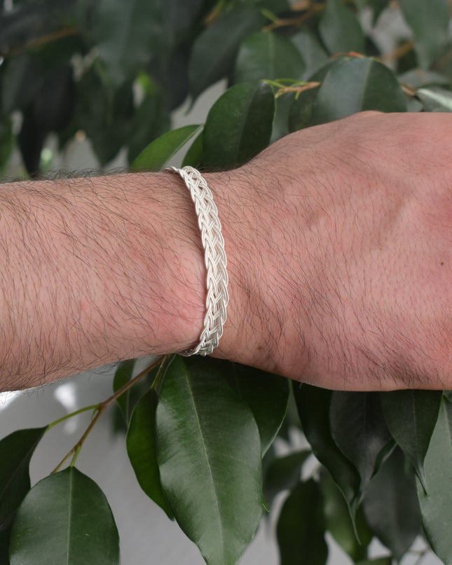 Unisex Geflochtenes Armband 925er Silber Jenseits Weiß