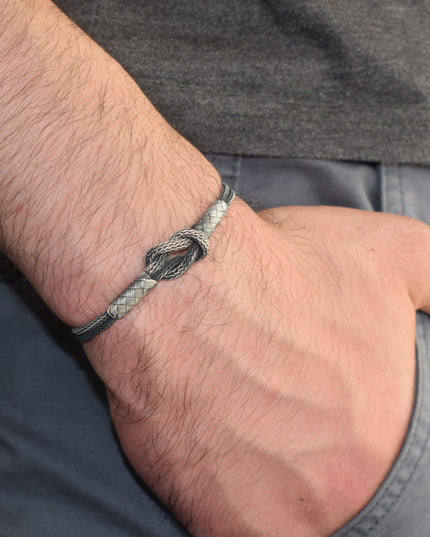 Unisex  Geflochtenes Armband 925er Silber Sailor Schwarz