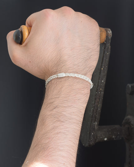 Unisex Geflochtenes Armband 925er Silber Love Weiß