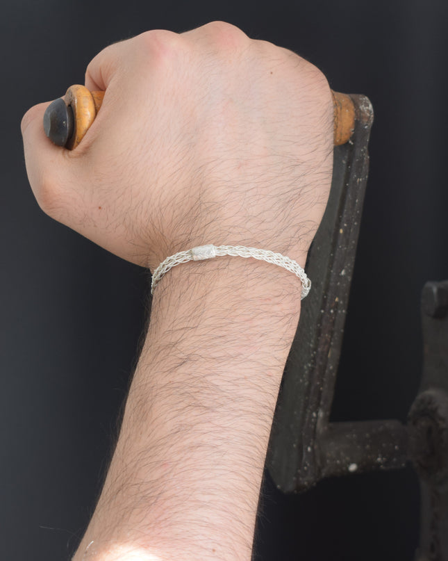 Unisex Geflochtenes Armband 925er Silber Love Weiß