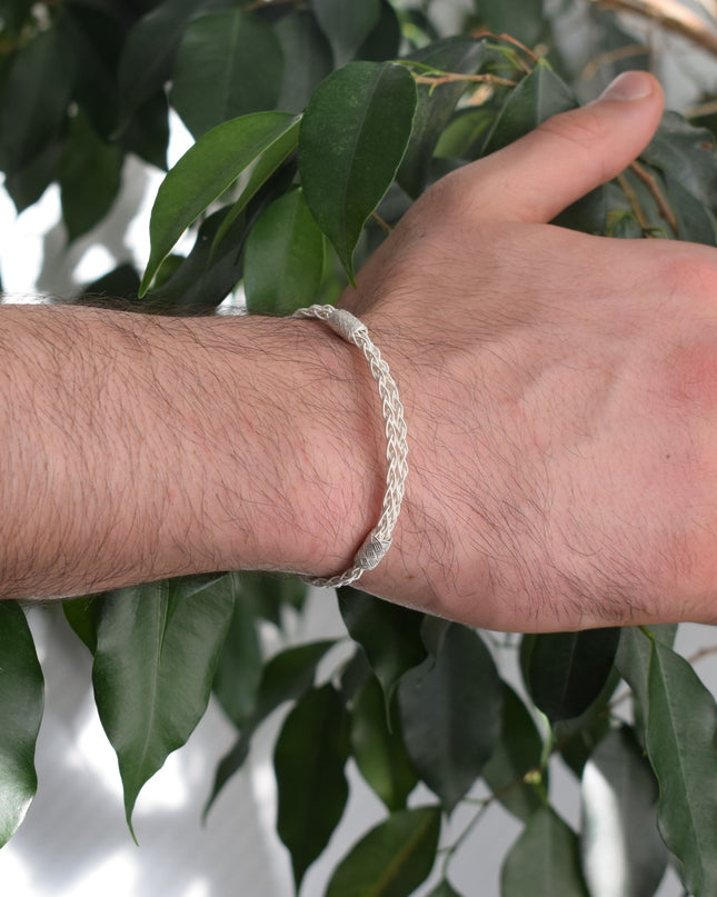 Unisex Geflochtenes Armband 925er Silber Love Weiß