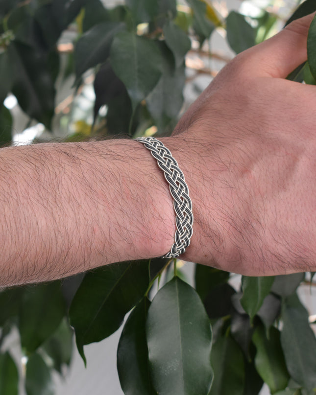 Unisex Geflochtenes Armband 925er Silber Draht Grau