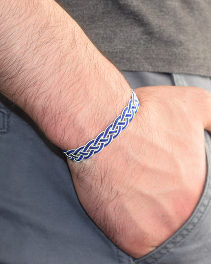 Unisex Geflochtenes Armband 925er Silber Draht Blau