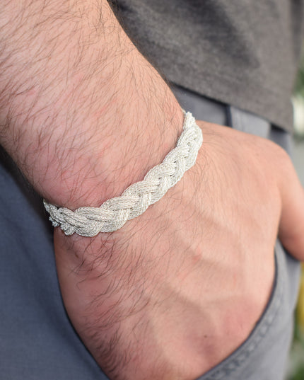 Unisex Geflochtenes Armband 925er Silber Fuchs Weiß
