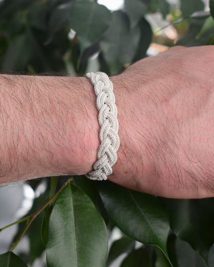 Unisex Geflochtenes Armband 925er Silber Fuchs Weiß