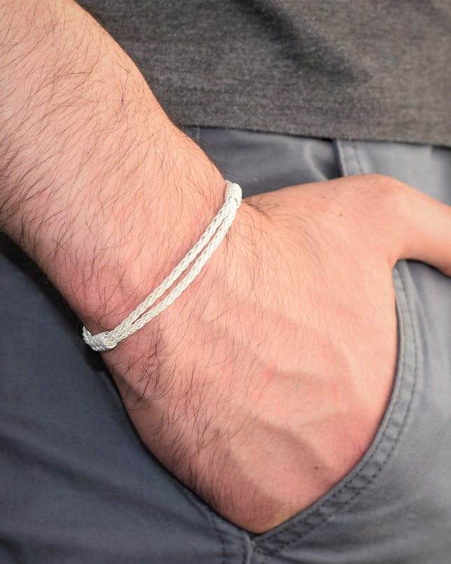 Unisex  Geflochtenes Armband 925er Silber Schnee Weiß