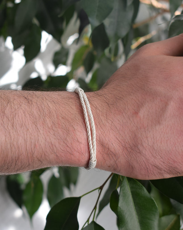 Unisex  Geflochtenes Armband 925er Silber Schnee Weiß
