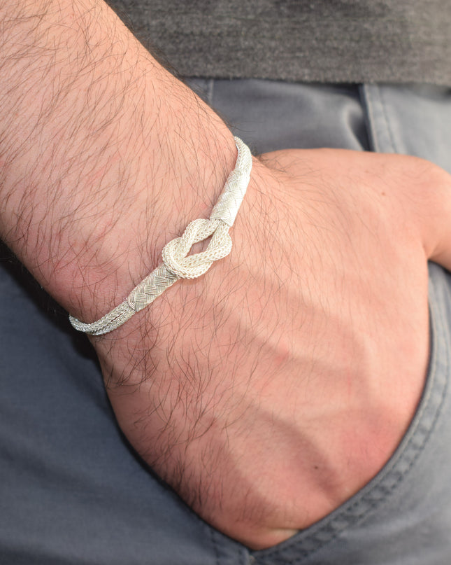 Unisex  Geflochtenes Armband 925er Silber Sailor Weiß