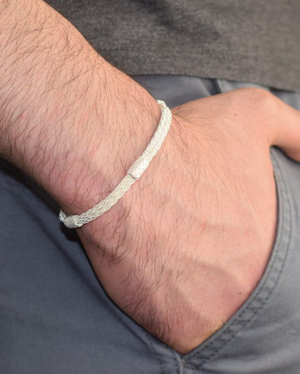 Unisex Geflochtenes Armband 925er Silber Sky Weiß