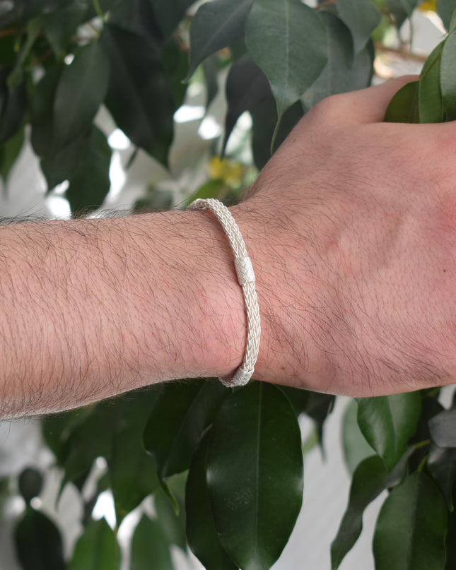 Unisex Geflochtenes Armband 925er Silber Sky Weiß