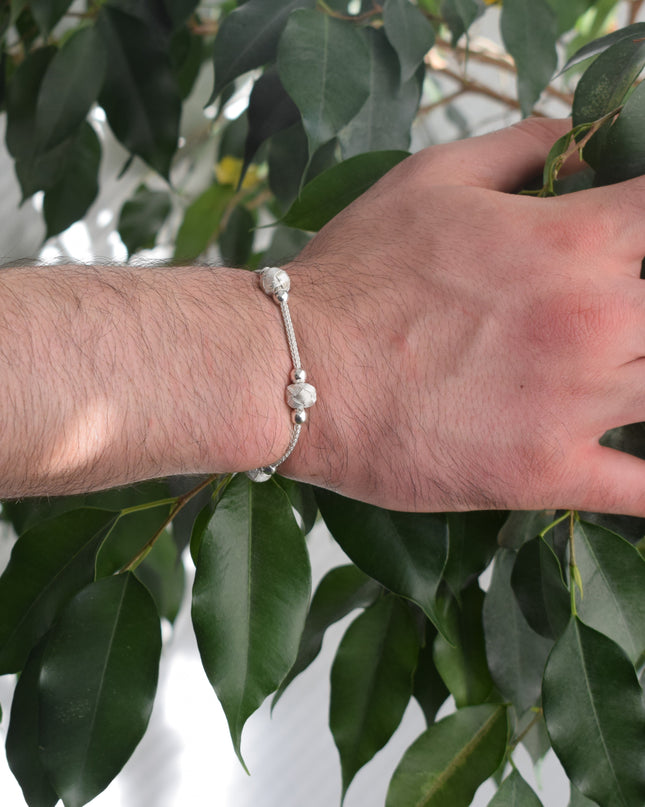 Perlen Unisex  Geflochtenes Armband 925er Silber Weiß