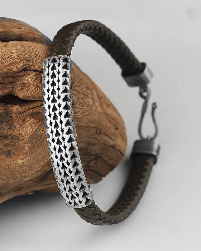 Leder Silber Armband