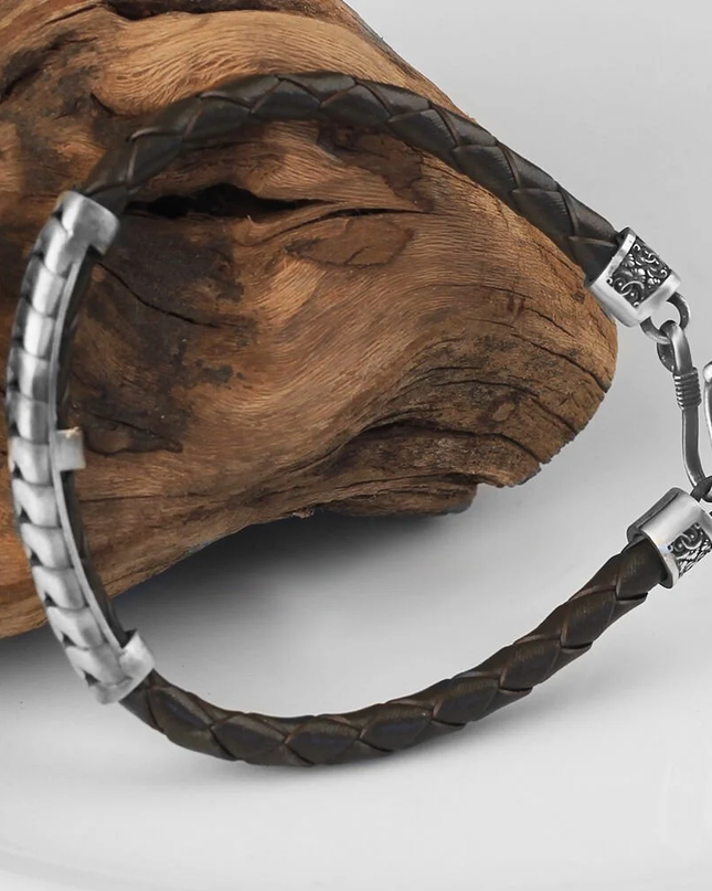 Leder Silber Armband