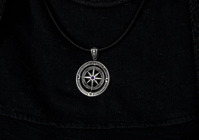 Kompass Halskette 925 Sterling Silber