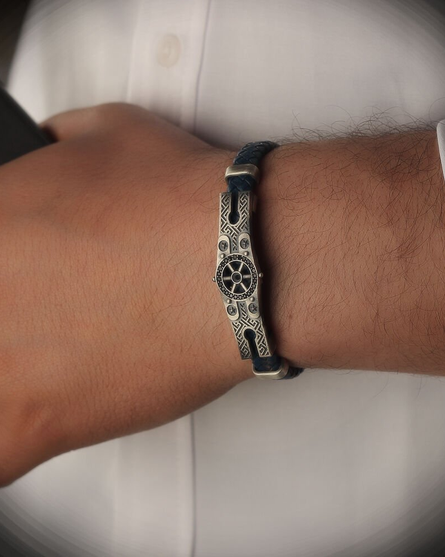 Leder Silber Armband