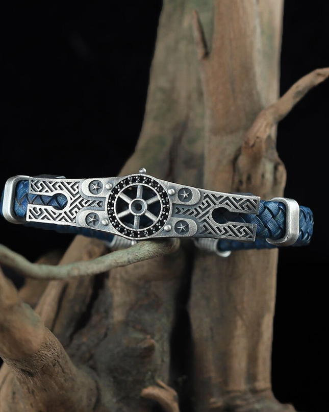 Leder Silber Armband