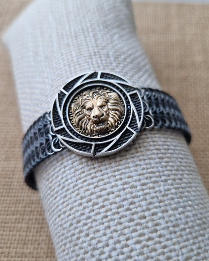 Free Size Löwe Geflochtenes Armband 925 Silber
