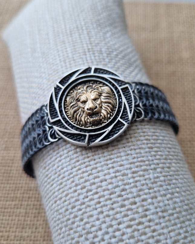 Free Size Löwe Geflochtenes Armband 925 Silber