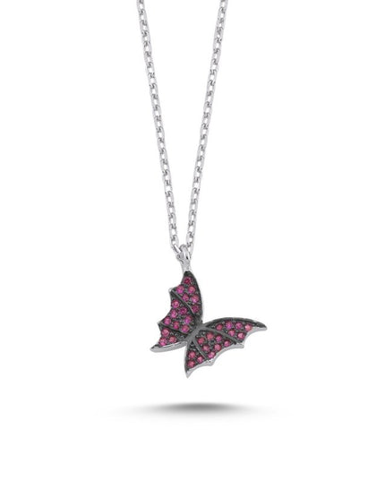 Silberschmuck Damen Halskette Schmetterling mit Zirkon