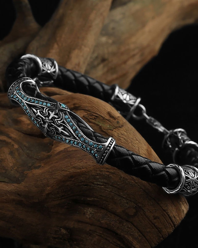 Leder Silber Armband