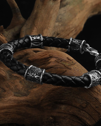 Leder Silber Armband