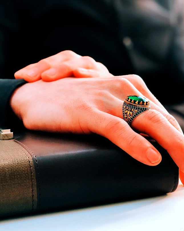 Herren Ring 925 Silber Zirkon