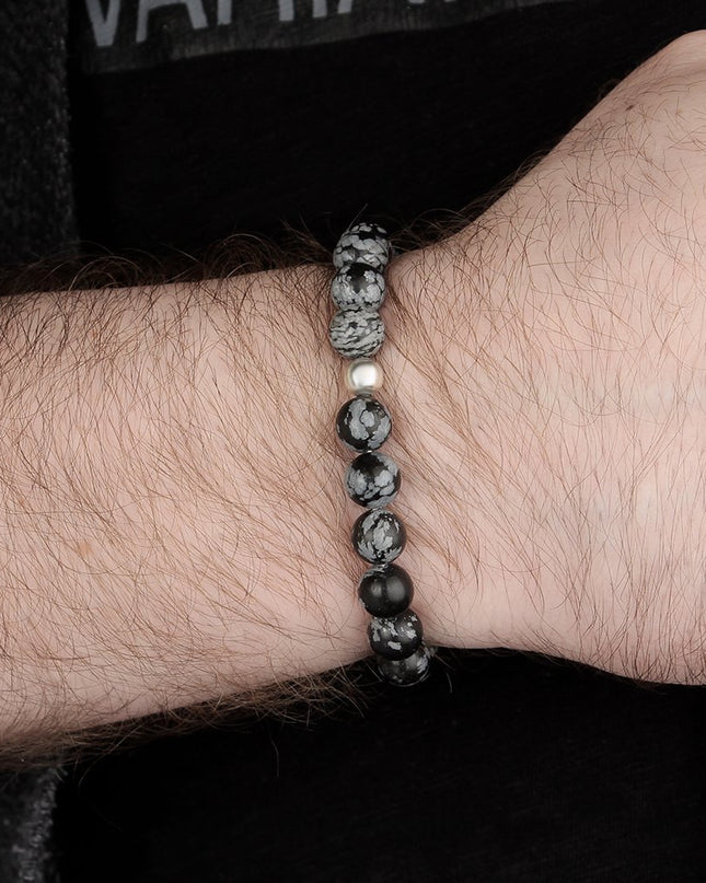 Obsidian-Naturstein-Perlenarmband