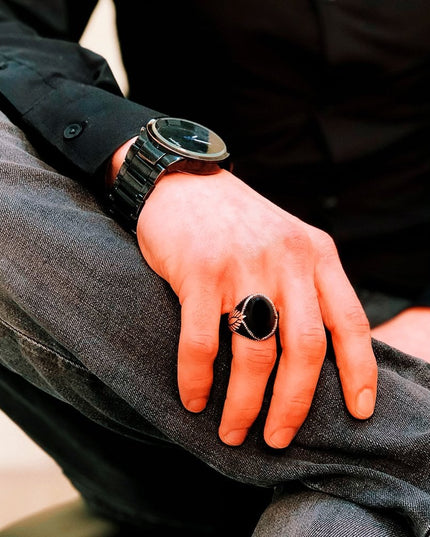 925 Silber Herrenring Onyx