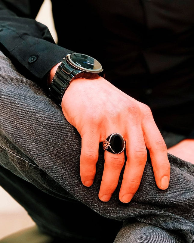 925 Silber Herrenring Onyx