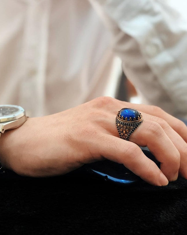 Herren Ring 925 Silber Zirkon
