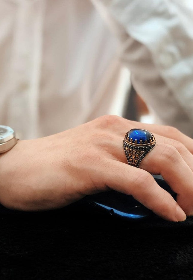 Herren Ring 925 Silber Zirkon