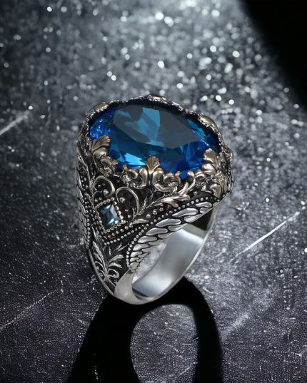 Blauer Topas 925 Silber Ring