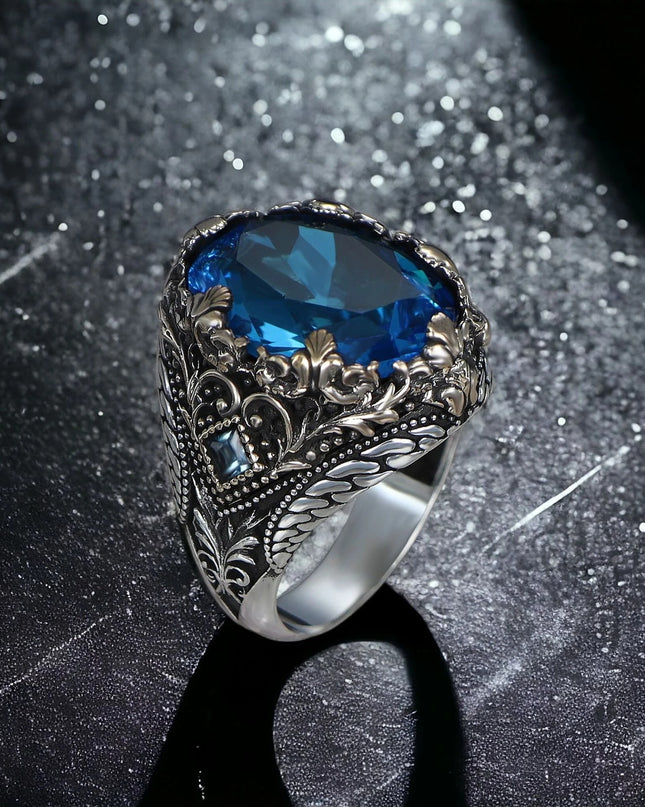 Blauer Topas 925 Silber Ring