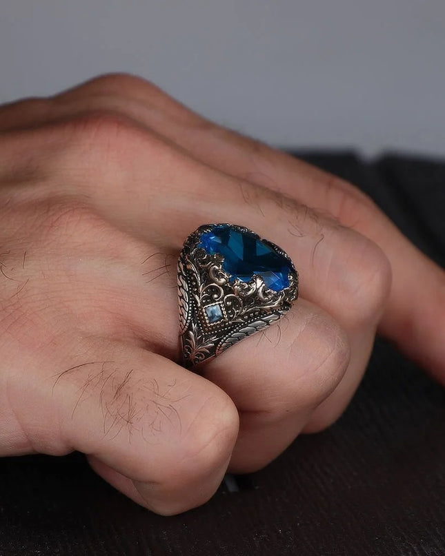 Blauer Topas 925 Silber Ring