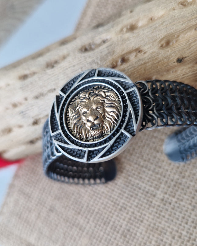 Free Size Löwe Geflochtenes Armband 925 Silber