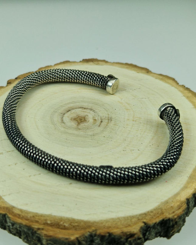 Freesize Geflochtenes Massiv Armband 925 Silber