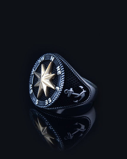Premium Royal Ring, Compass & Anchor