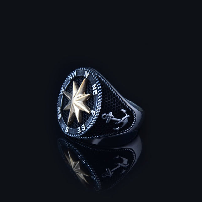 Premium Royal Ring, Compass & Anchor