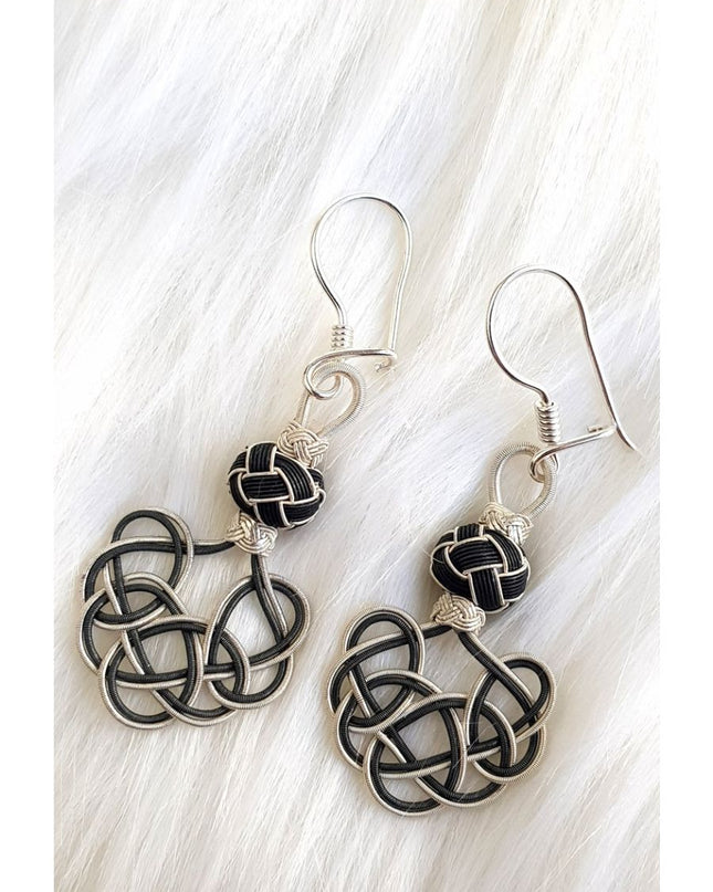 925 Silver love Earring black