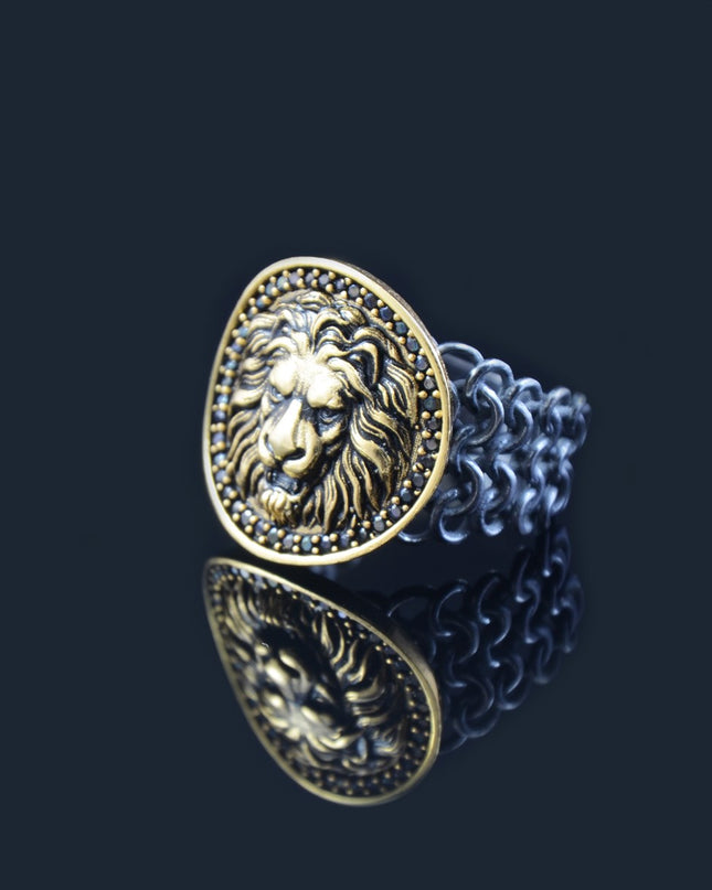 Supreme Lion Gold Plated & Oxidized Ring