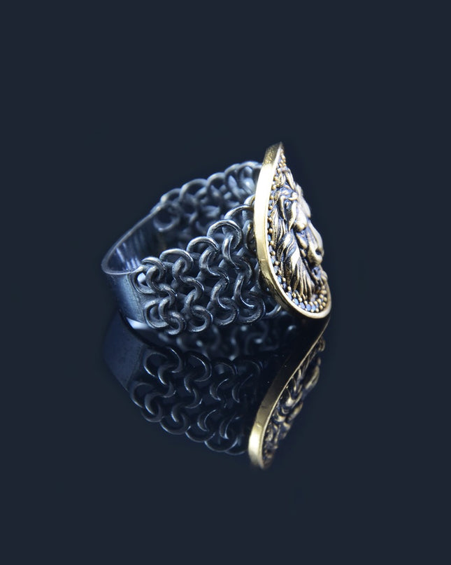 Supreme Lion Gold Plated & Oxidized Ring