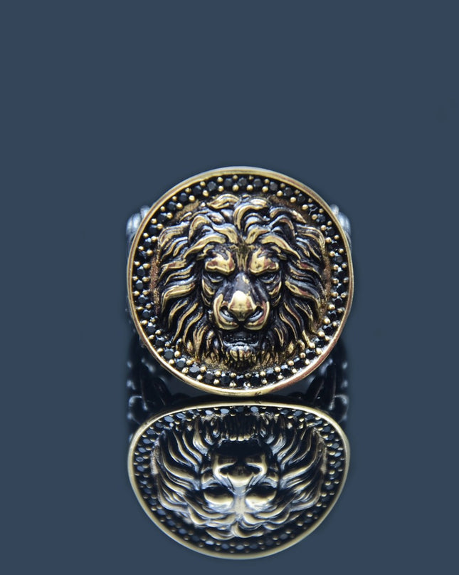 Supreme Lion Gold Plated & Oxidized Ring